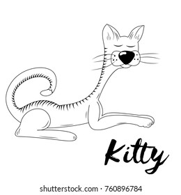 Vector Kitty. Hand drawn sketch. Page for coloring book. Doodle