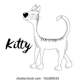Vector Kitty. Hand drawn sketch. Page for coloring book. Doodle