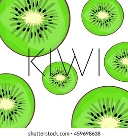 Vector kiwi card.Cute fruit poster