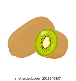 vector. kiwi fruit. kiwi, Chinese gooseberry, Yang-tao. vector illustration. flat style. fruit theme