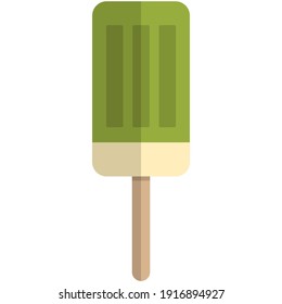 Vector kiwi fruit ice-cream. Frozen juice popsicle isolated on white background. Cold dessert and refreshment snack illustration