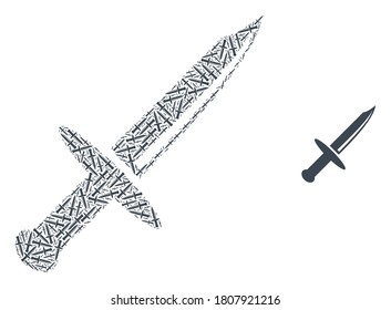 El mosaico de la cuchilla vectorial se crea a partir de piezas de cuchilla autocuchilla dispersas. Mosaico recursivo de la cuchilla.