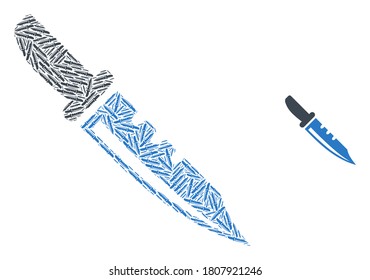 Vector knife collage is designed of scattered self knife pictograms. Recursion collage of knife.
