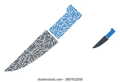 Vector knife composition is made with random self knife icons. Recursive composition from knife.