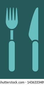 vector knife and fork design element illustration on blue background