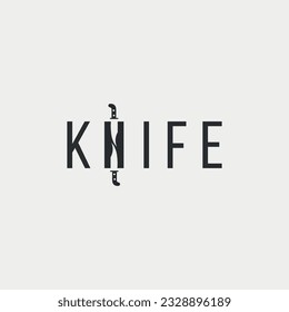 Vector knife minimal text logo design