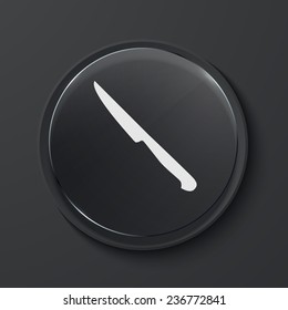 Vector knife modern black glass circle icon. Eps10