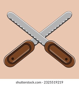 Vector knife with serrated shape suitable for cutting bread