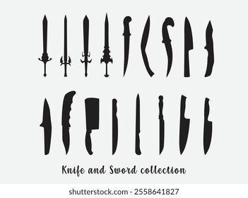 vector knife and sword silhouette collection