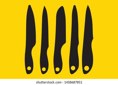 Vector knifes set icon design elements illustration on yellow background