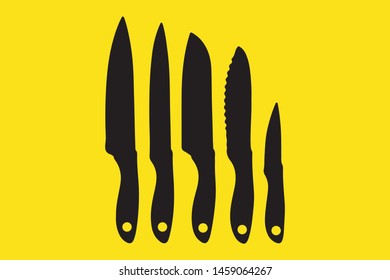 Vector knifes set icon design elements illustration on yellow background