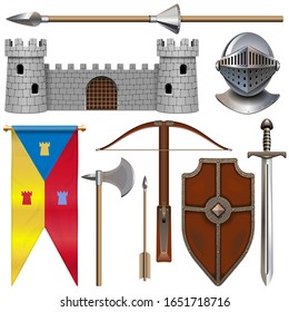 Vector Knight Armor Icons Set 1 isolated on white background