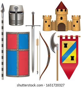 Vector Knight Armor Icons Set 2 isolated on white background
