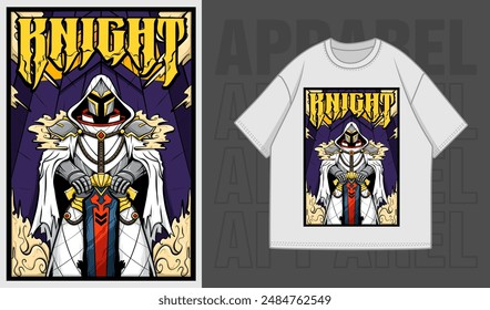 Vector Knight Illustration T-Shirt and Apparel Printing Design