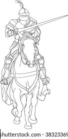 vector - knight on horse isolated on background