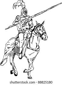 vector -  knight on horse isolated on background