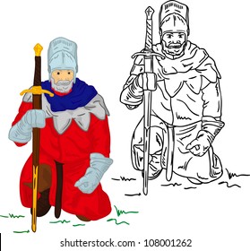 vector - Knight with scimitar isolated on background