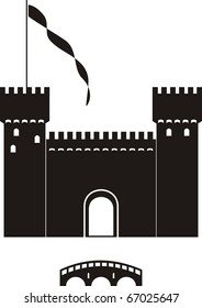 Vector  knight's castle of black silhouette - isolated  illustration on white background