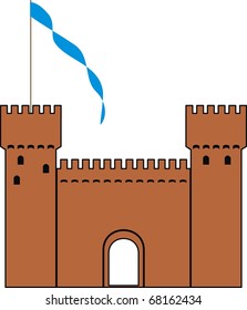 Vector  knight's castle of silhouette - isolated  illustration on white background