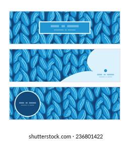 Vector knit sewater fabric horizontal texture horizontal banners set pattern background