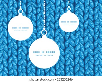Vector knit sweater fabric horizontal texture Christmas ornaments silhouettes pattern frame card template