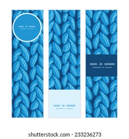 Vector knit sweater fabric horizontal texture vertical banners set pattern background