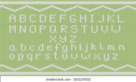 Vector Knitted Alphabet for Your Design. Winter Sweater Holiday Design. Vector illustration