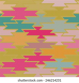 Vector knitted aztec seamless background. Can be used for web pages, identity style, printing, invitations, banners, cards.