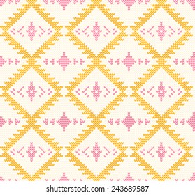 Vector knitted aztec tribal seamless background. Can be used for web pages, identity style, printing, invitations, banners, cards.
