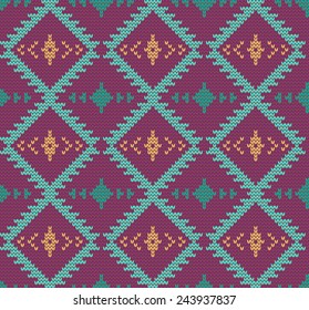 Vector knitted aztec tribal seamless background. Can be used for web pages, identity style, printing, invitations, banners, cards.