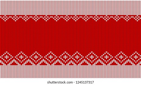 Vector Knitted background. Celebration of Merry Christmas and New Year. For Holiday Greeting cards, banners, tags and labels.