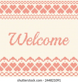 Vector knitted background. Design template with place for your text. Can be used for web pages, identity style, printing, invitations, banners