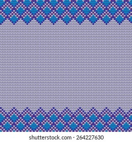 Vector knitted background. Design template with place for your text. 