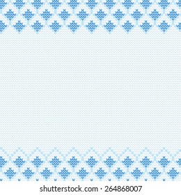 Vector knitted background. Design template with place for your text.  