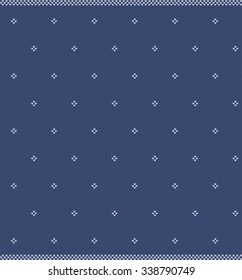 Vector knitted background. Design template with place for your text. Winter background with norwegian decorations.