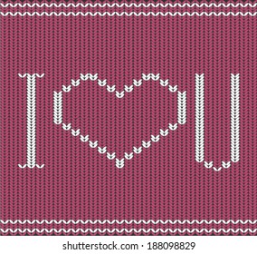 vector knitted background with "I love you"  pattern