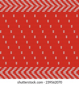 Vector knitted background in red and white colors. Design template with place for your text. Can be used for web pages, identity style, printing, invitations, banners