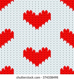 Vector knitted background whith hearts