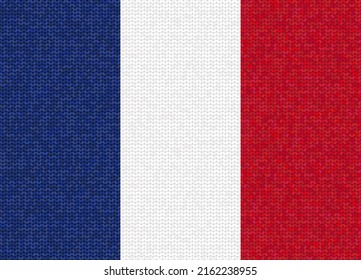 Vector knitted national France Flag. Country flag - a symbol of freedom and patriotism