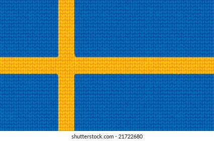 Vector  knitted national Swedish Flag