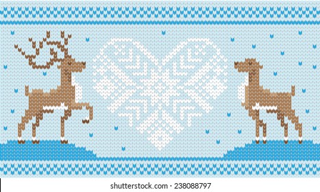 Vector knitted ornament with deers