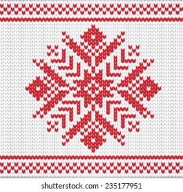 Vector knitted ornament / Red