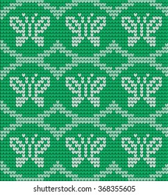 Vector knitted pattern with butterflies