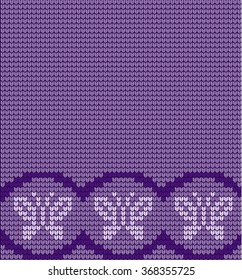 Vector knitted pattern with butterflies