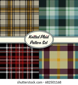 Vector Knitted Plaid Tartan Pattern Set