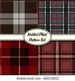 Vector Knitted Plaid Tartan Pattern Set