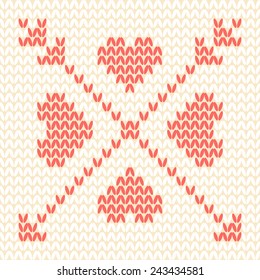 Vector knitted seamless background for St. Valentine's Day. Design template with place for your text. Can be used for web pages, identity style, printing, invitations, banners, cards, wedding.
