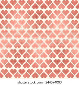 Vector knitted seamless background for St. Valentine's Day. Design template with place for your text. Can be used for web pages, identity style, printing, invitations, banners, cards, wedding.