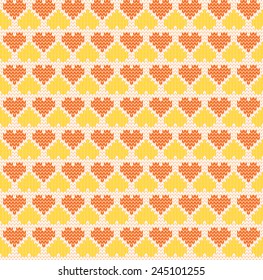 Vector knitted seamless background for St. Valentines Day. Design template with place for your text. Can be used for web pages, identity style, printing, invitations, banners, cards, wedding.
