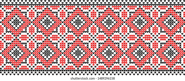 VECTOR KNITTED SEAMLESS PATTERN ON WHITE BACKGROUND